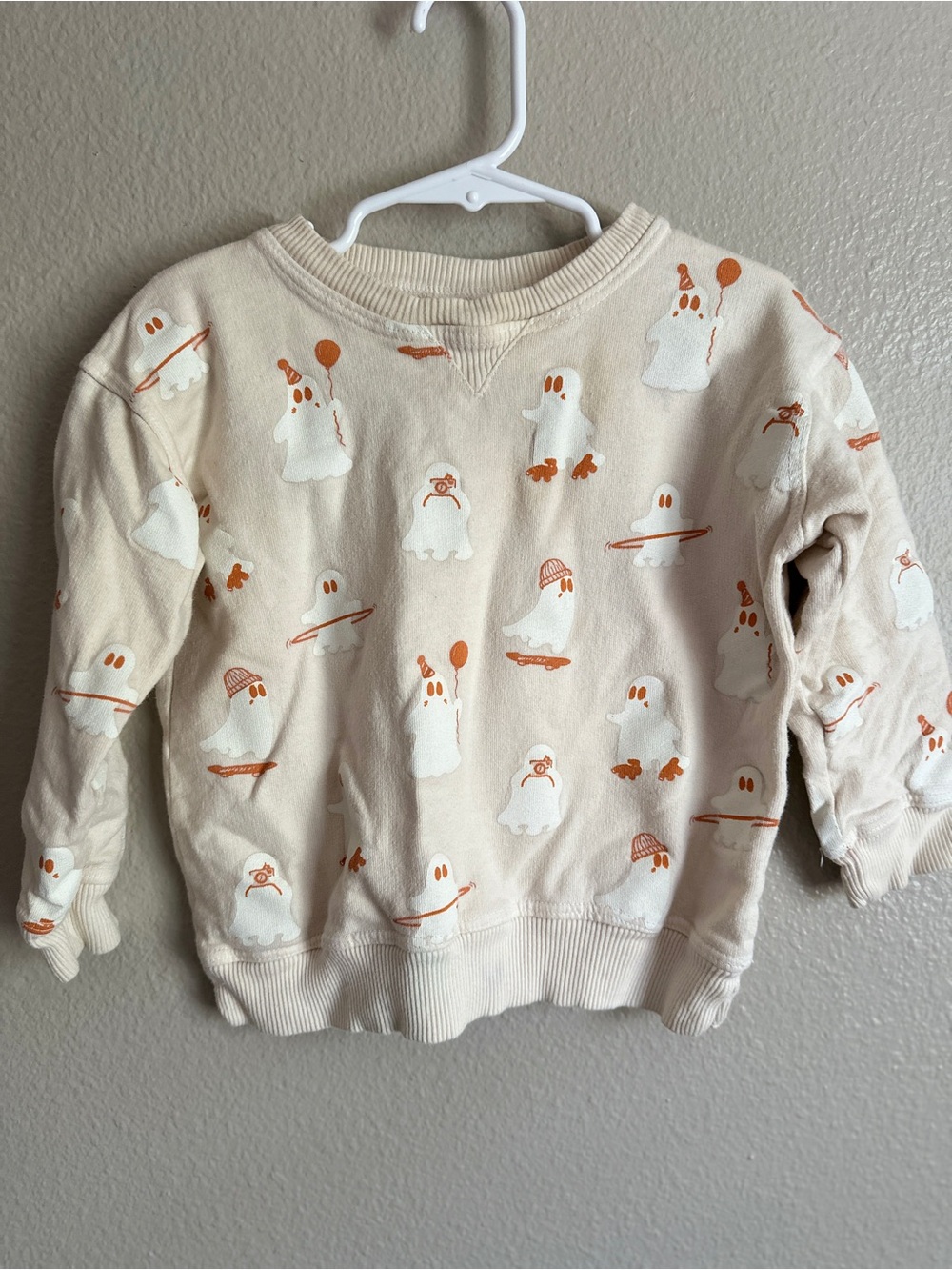 Halloween ghost print 100% cotton crewneck sweatshirt size 2-3 years made in USA